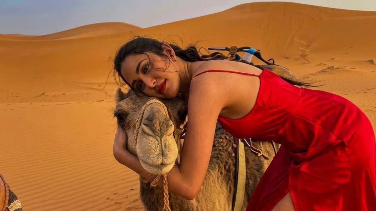 Couple exploring Marrakech at sunset.